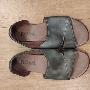 Roan by Bed Stu Irie Slip On Sandals Shoes Black Leather Women's size 7